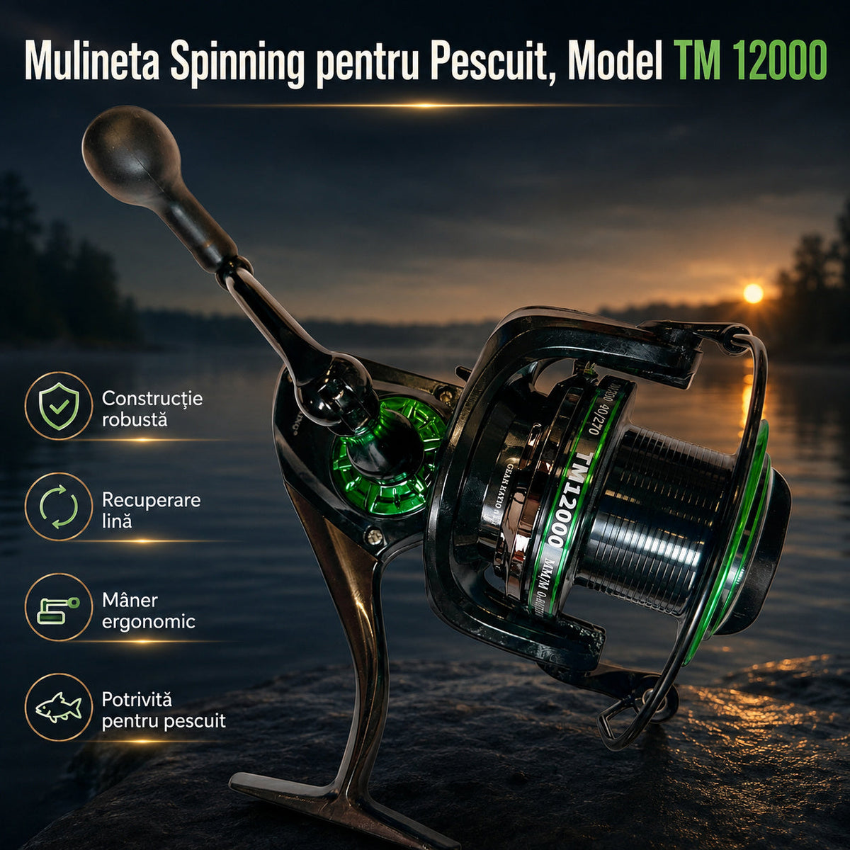 Mulineta Spinning pentru Pescuit, Model TM 12000 – imagine principală promoțională