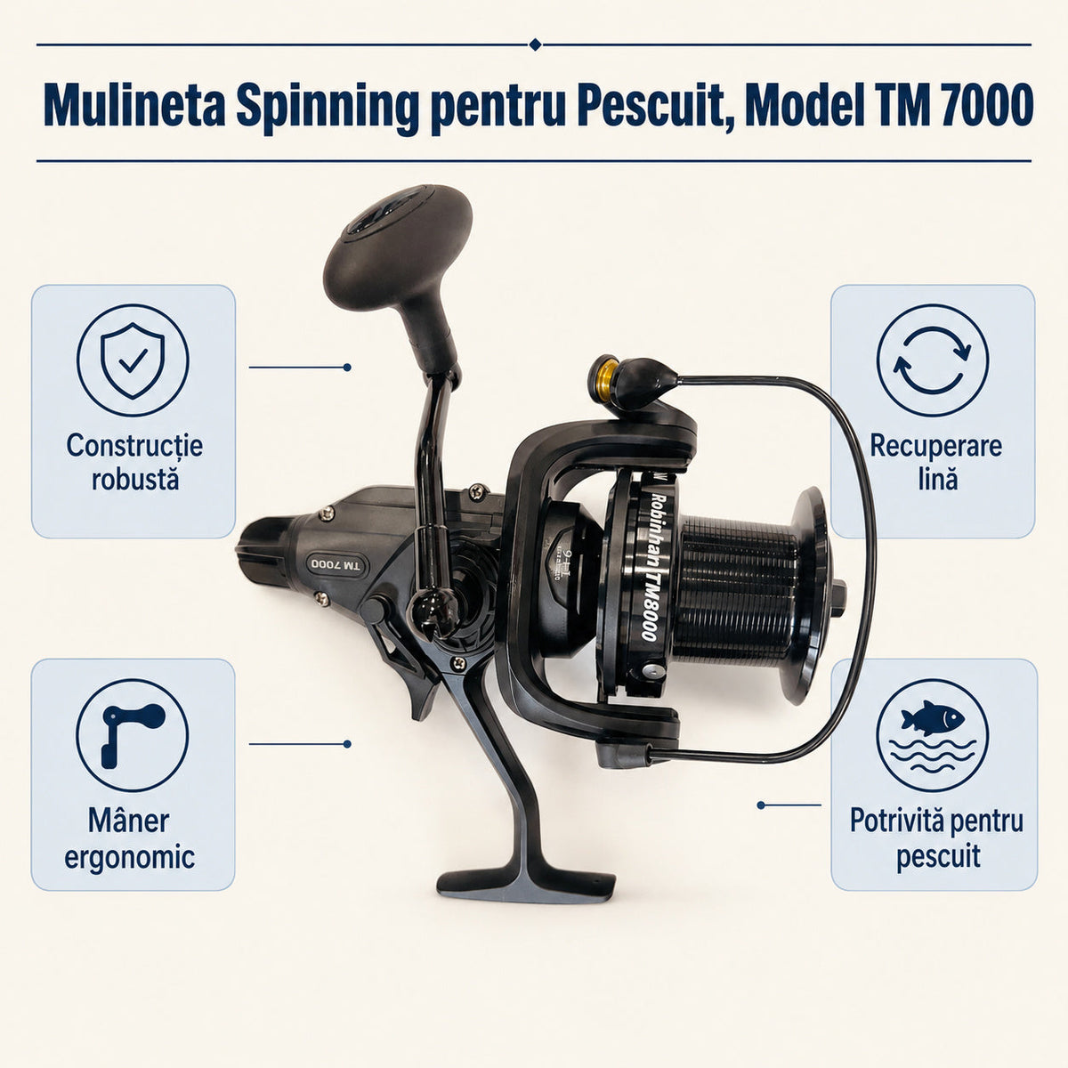 Mulineta Spinning pentru Pescuit, Model TM 7000 – caracteristici și beneficii