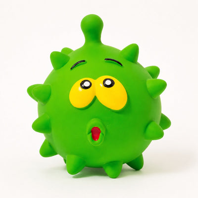 Jucărie Minge Squeaky pentru Câini, Monstru cu Țepi, Verde