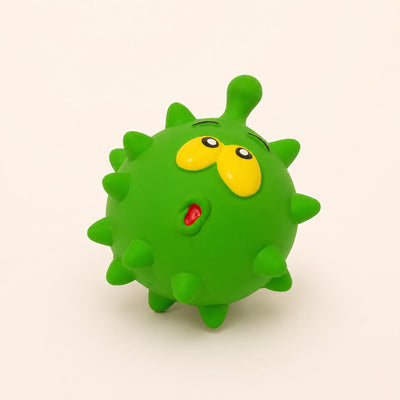 Jucărie Minge Squeaky pentru Câini, Monstru cu Țepi, Verde