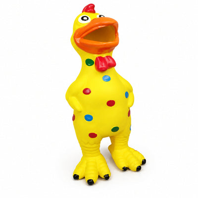 Jucărie Squeaky pentru Câini, Rață din Latex cu Buline și Sunet, Galben