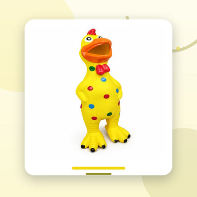Jucărie Squeaky pentru Câini, Rață din Latex cu Buline și Sunet, Galben – imagine 2