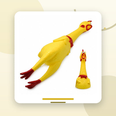 Jucărie Squeaky pentru Câini, Pui din Latex cu Sunet, Galben / Roșu – imagine 2
