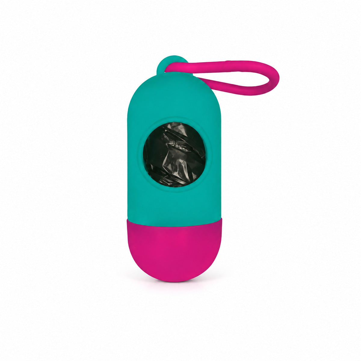 Dispenser Pungi Igienice pentru Câini, Bicolor cu Carabină, Turcoaz / Fucsia