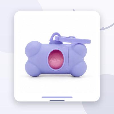 Dispenser Pungi Igienice pentru Câini, Formă Os, cu Clemă, Mov / Roz – imagine 2