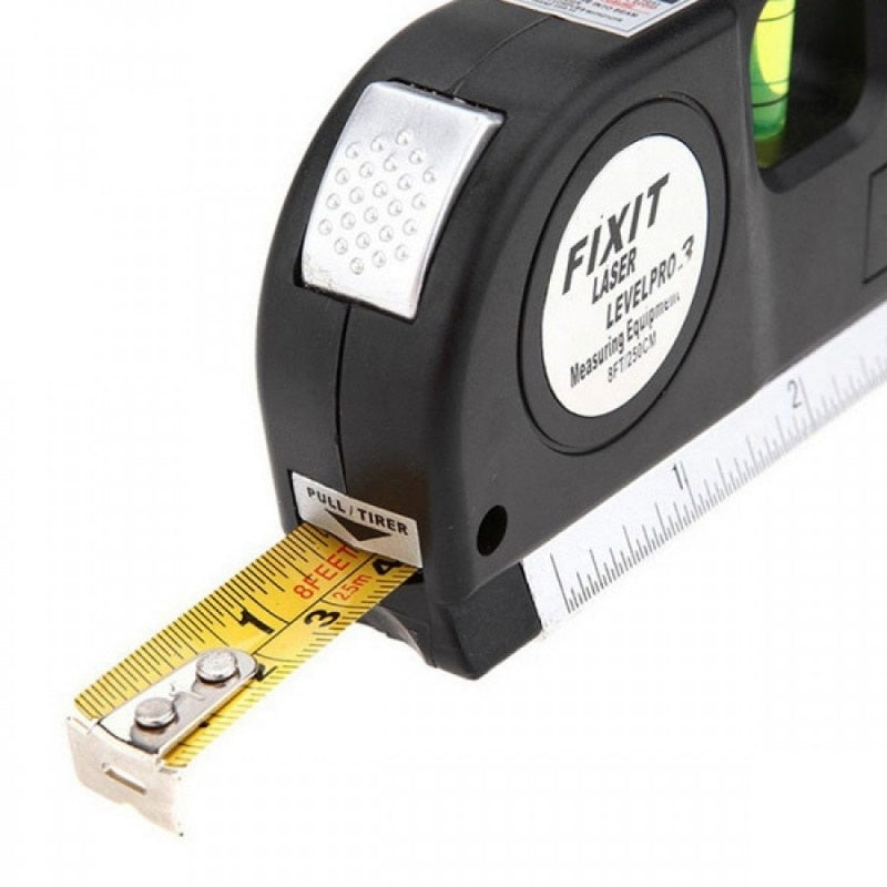 Nivela cu laser FOXMAG24®, Ruleta 2.5m , Rigla 15 cm, Multifunctionala 4in1 Fascicul luminos, Masoara in plan vertical, orizontal si la 45 de grade
