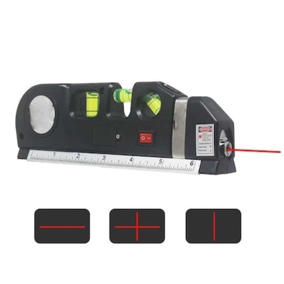 Nivela multifunctionala FOXMAG24 cu laser, boloboc si ruleta, 3 x baterie, negru