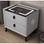 Noptiera inteligenta multifuncționala , 2 sertare, LEDuri tactile, încarcare fara fir, difuzor Bluetooth, incarcare USB, sticla securizata, marime 50X40X45, gri
