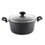 Oala aluminiu 24 cm cu capac sticla termorezistenta si interior granit 4L