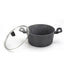 Oala aluminiu 24 cm cu capac sticla termorezistenta si interior granit 4L
