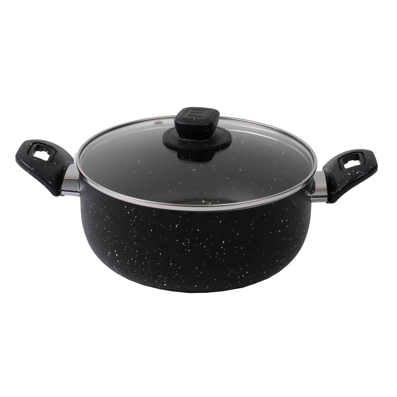 Oala aluminiu 26 cm cu capac sticla, interior granit, 4L, pentru inductie