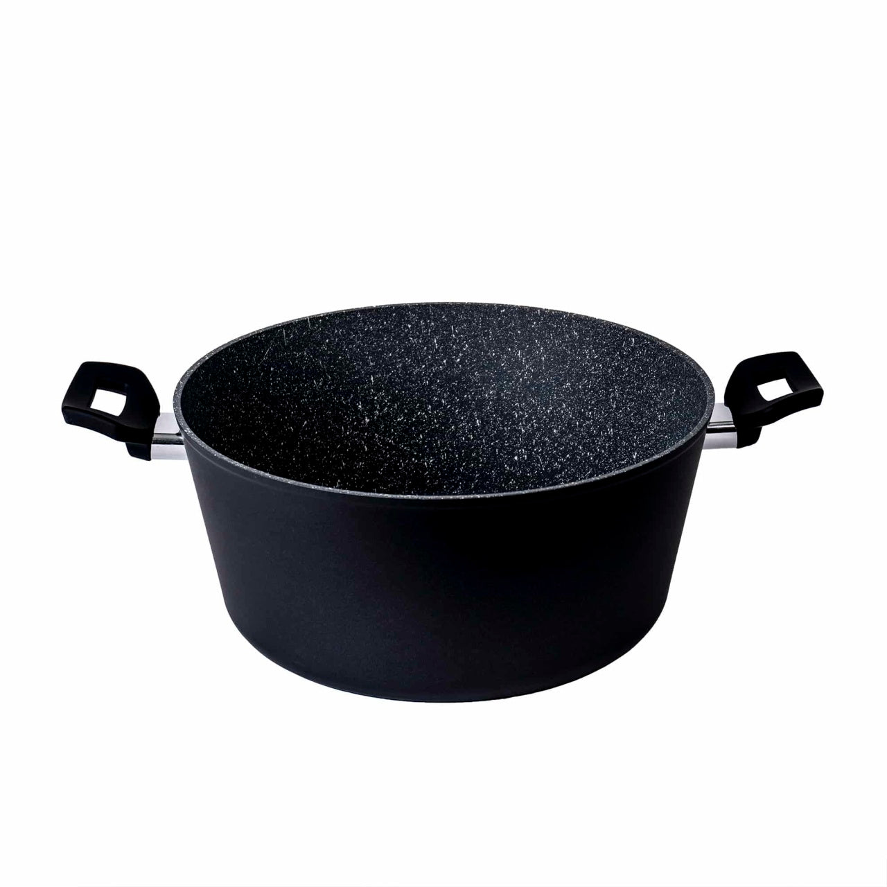 Oala aluminiu cu capac sticla, 28 cm, interior granit, 6L, compatibila cu inductie