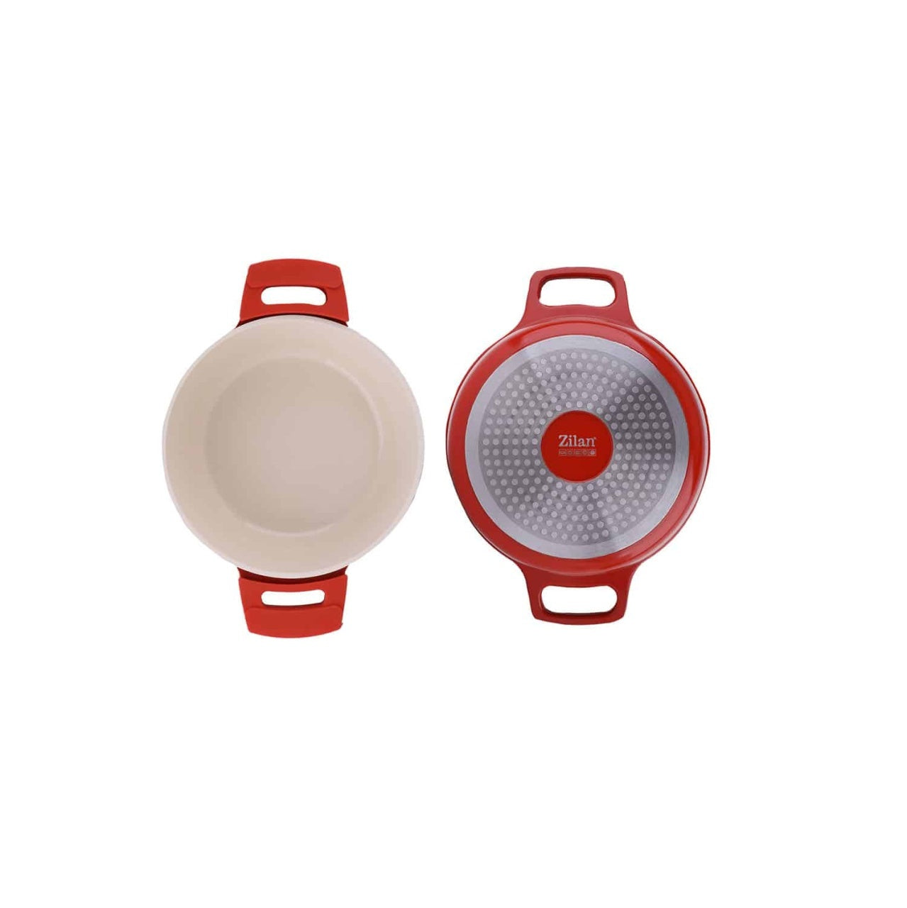 Oala ceramica cu capac 24 cm, capacitate 3.5 L, rosie, compatibila inductie