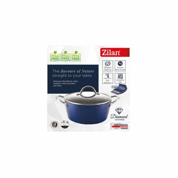 Oala cu capac ceramica si inox, baza inductie, 20 cm, 2.1L