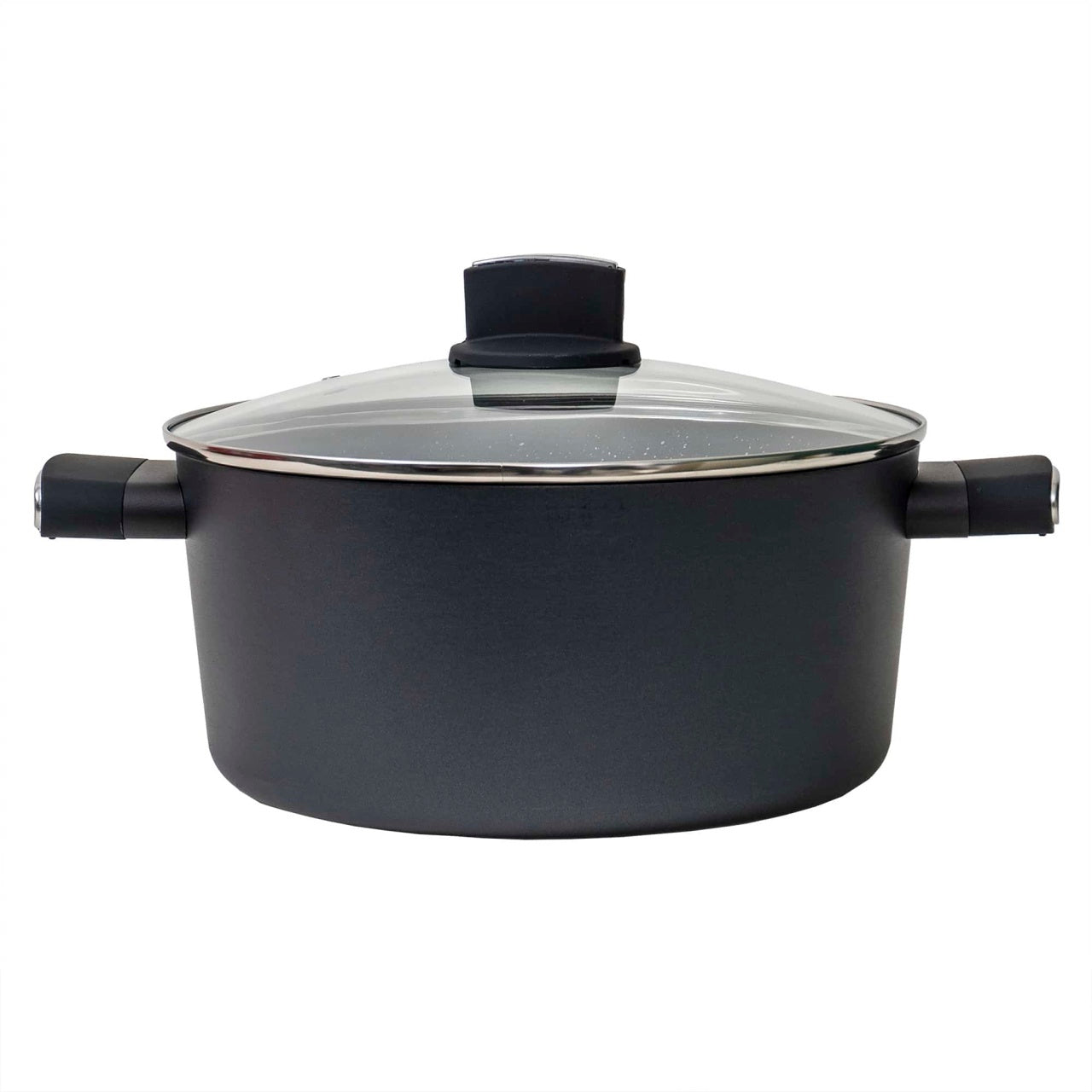 Oala cu capac de sticla, diametru 28 cm, capacitate 5L, negru