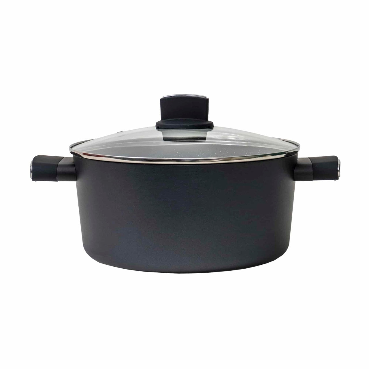 Oala cu capac de sticla ECO, 26 cm, capacitate 4L, aluminiu negru