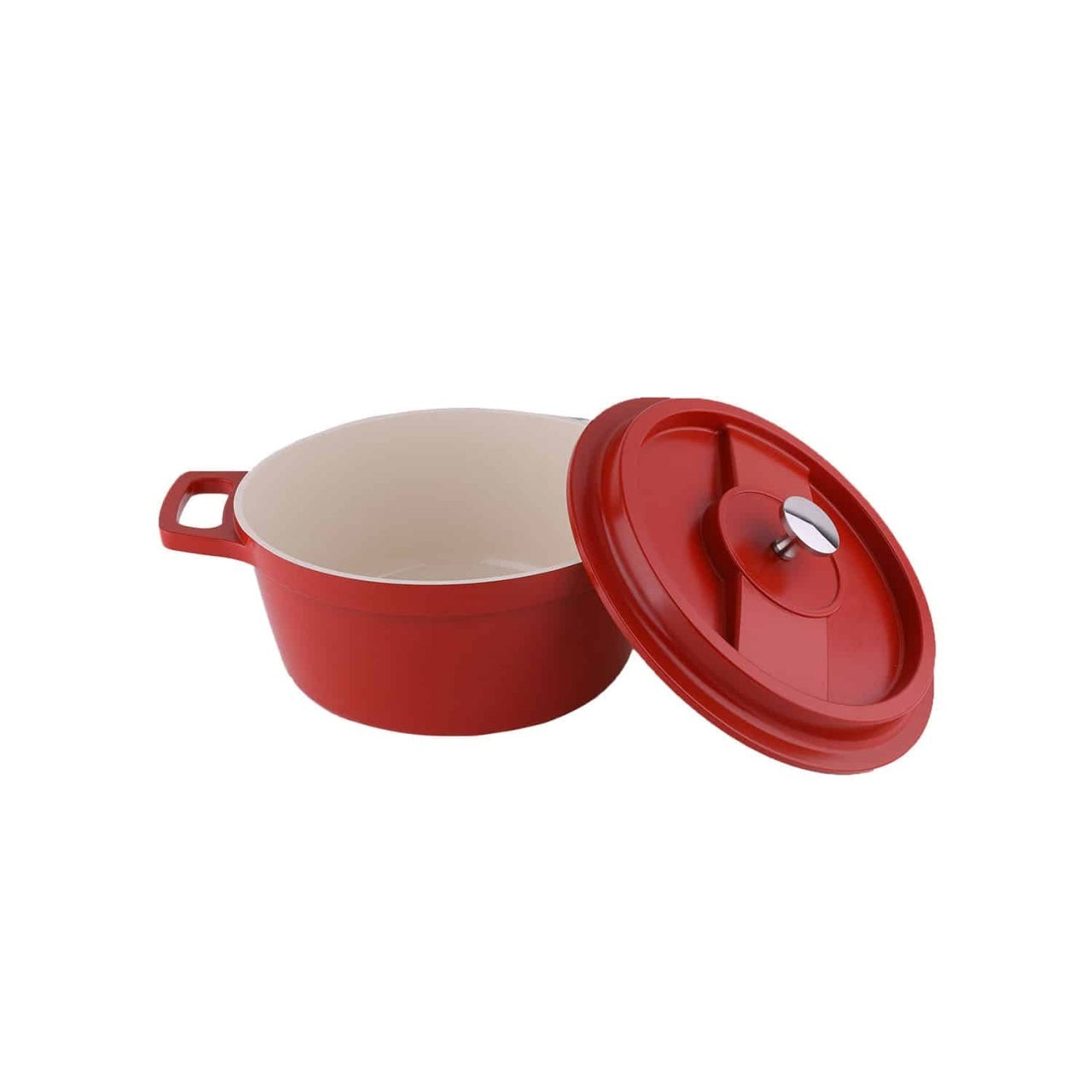 Oala cu capac din ceramica, 28 cm, capacitate 5L, rosie