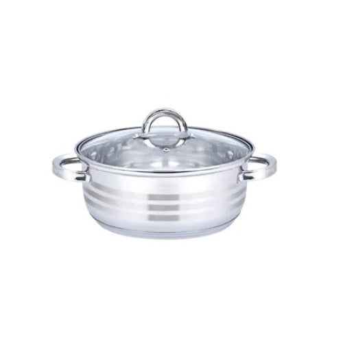 Oala cu Capac FOXMAG24, Inox, Capac din Sticla Termorezistenta, Manere din Inox, Capacitate 3L, Diametru 24 cm, Design Compact, Usor de Curatat si Folosit, Argintiu