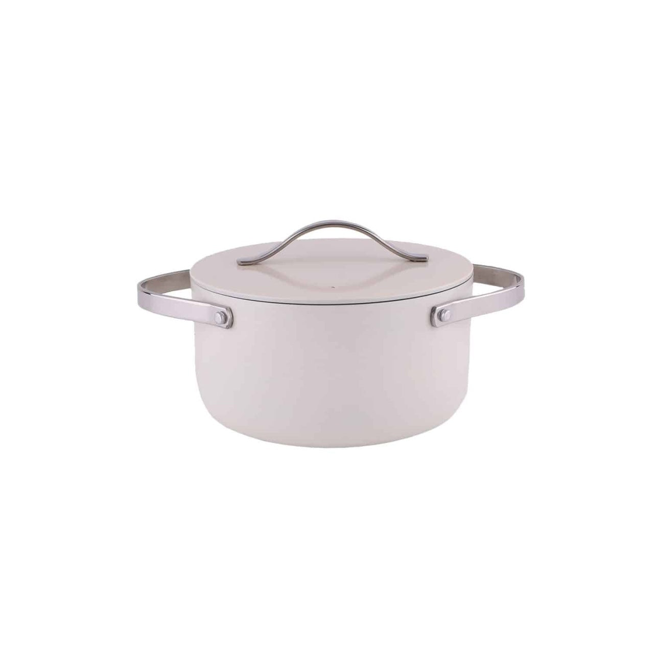 Oala cu capac, interior ceramica, 20cm, capacitate 2L, crem