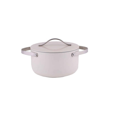 Oala cu capac, interior ceramica, diametru 24cm, capacitate 4L, crem