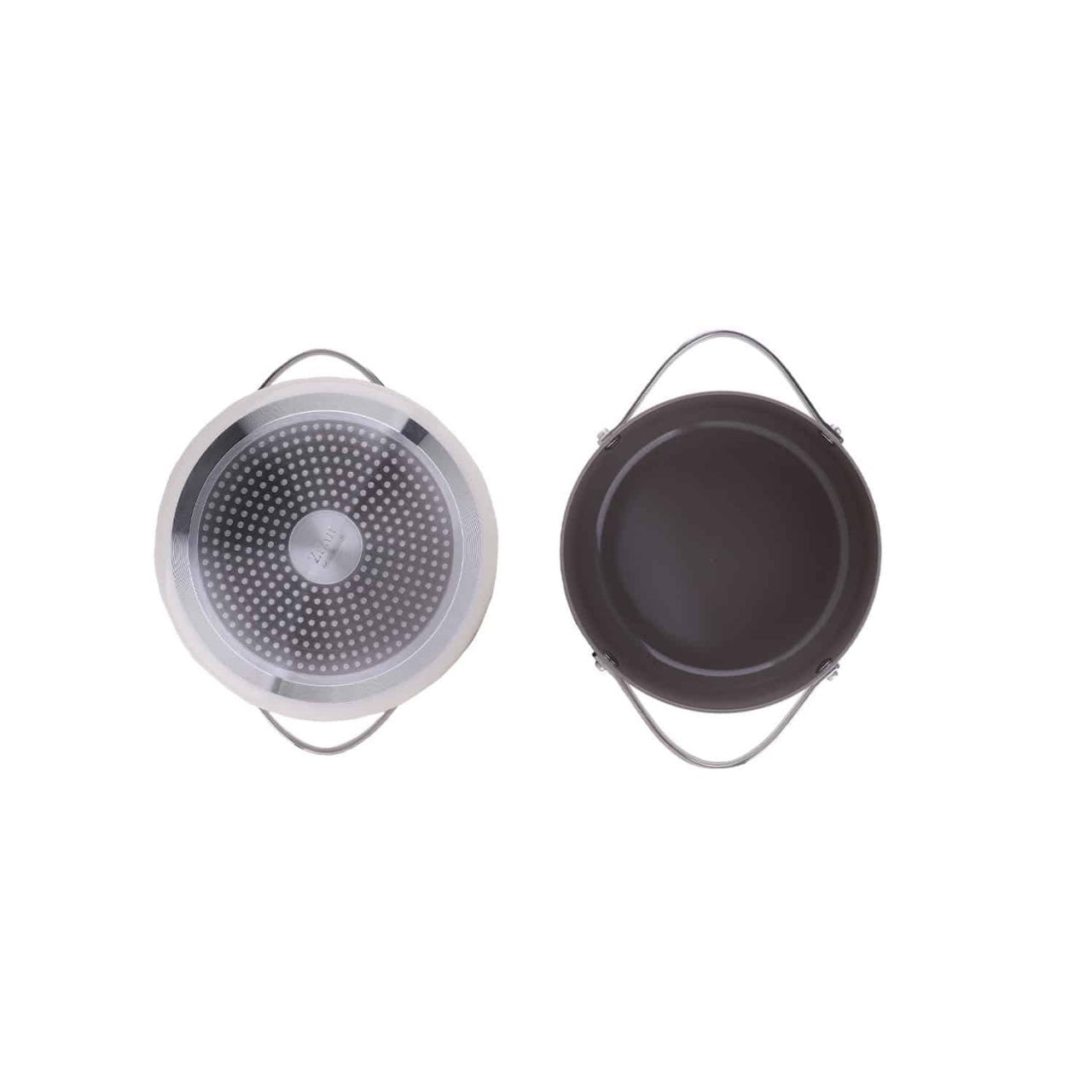 Oala cu capac, interior ceramica, diametru 24cm, capacitate 4L, crem