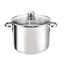 Oala din inox, cu capac din yena, capacitate 6,5L, compatibila cu masina de spalat vase, argintiu