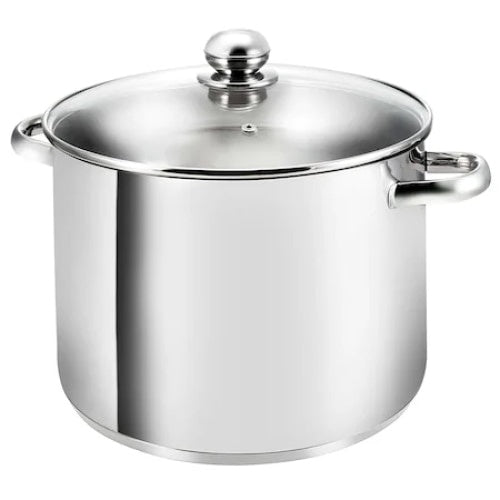 Oala din inox, cu capac din yena, capacitate 6,5L, compatibila cu masina de spalat vase, argintiu