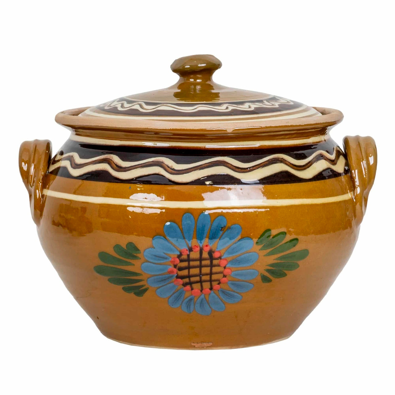 Oala din lut cu capac, diametru 24 cm, capacitate 10 litri
