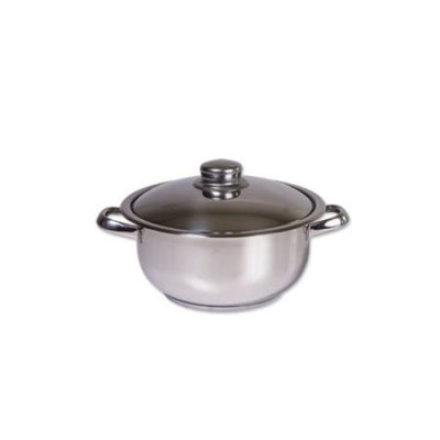 Oala inox cu capac 20 cm, capacitate 2 L, fund triplu strat