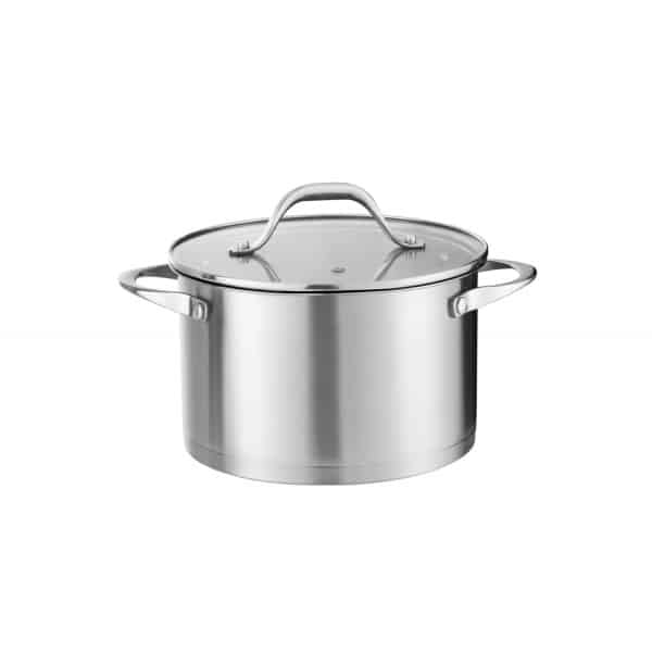 Oala inox cu capac de sticla, 3L, diametru 20cm, compatibila inductie