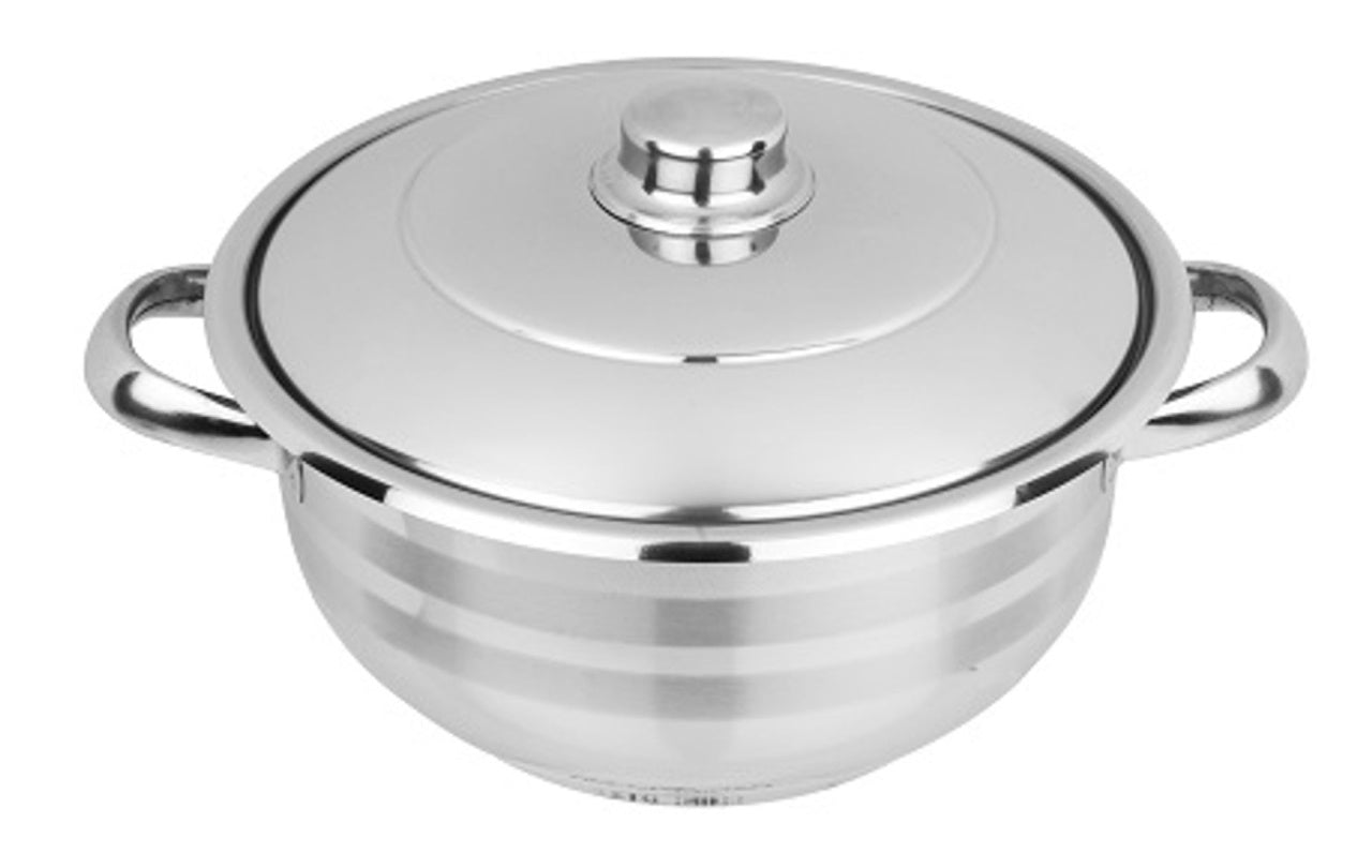 Oala inox cu capac, diametru 22 cm, capacitate 4 L, fund triplu strat