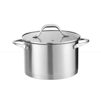 Oala inox cu capac sticla, 5.5L, diametru 24cm, compatibila inductie