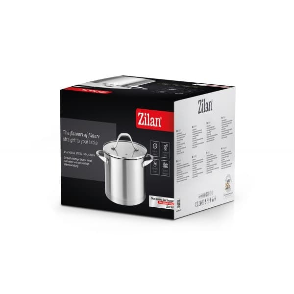 Oala inox cu capac sticla, 5.5L, diametru 24cm, compatibila inductie