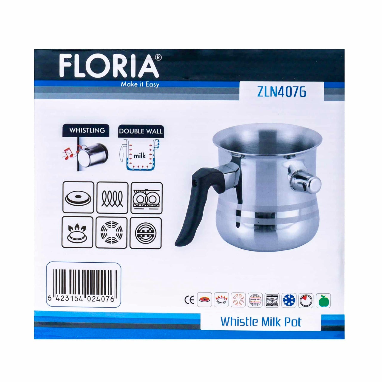 Oala inox pentru fiert lapte si ciocolata, capacitate 1.5 L, avertizare sonora
