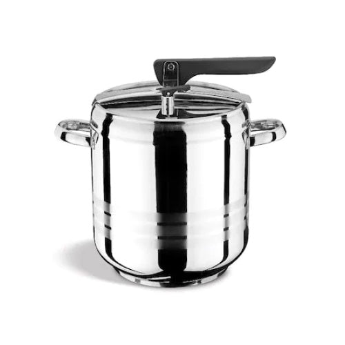 Oala sub presiune, din inox, capacitate 12L, capac cu inchidere etansa din inox, baza tripla si 2 supape de siguranta, argintiu