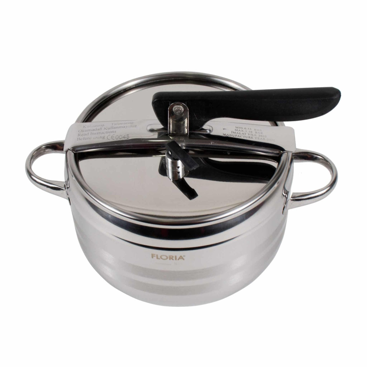 Oala sub presiune inox 5L cu capac si manere ergonomice, diametru 20 cm