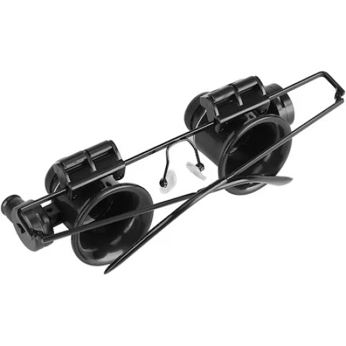 Ochelari cu lupa, cu cadru din metal, cu marire 20x, dimensiuni 165x150x45mm, Negru