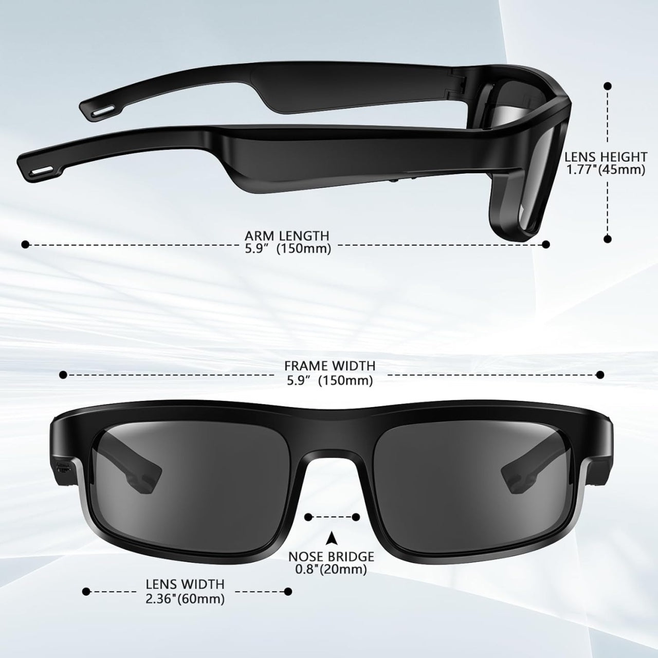 Ochelari de soare Smart, cu lentile polarizate UV400, microfon si difuzoare integrate, Bluetooth 5.3