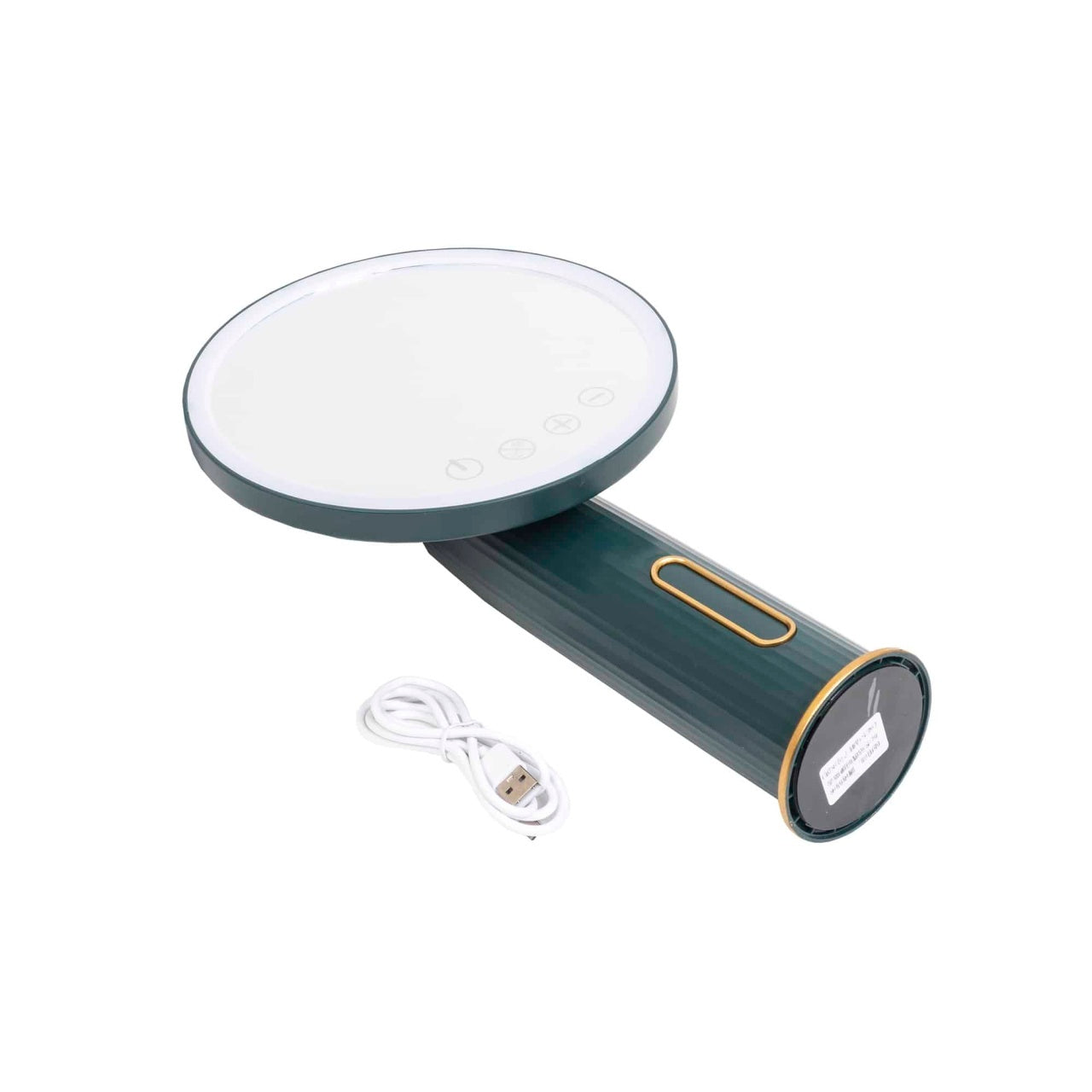 Oglinda make-up cu LED si touch, intensitate reglabila, rotativa, 19 cm, verde