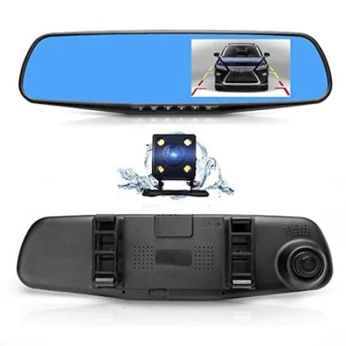 Oglinda Retrovizoare Cu Camera FOXMAG24, Full Hd, Dual, Rezolutie Fhd, Senzor De Miscare, Negru
