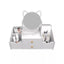 Organizator cosmetice, cu sertar si oglinda, cu 4 compartimente, din plastic si ABS, impermeabil, alb
