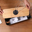Organizator de cabluri cu capac, pentru birou, multifunctional, cu orificii rotunde, negru/maro
