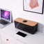 Organizator de cabluri cu capac, pentru birou, multifunctional, cu orificii rotunde, negru/maro