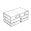 Organizator pentru cosmetice, cu oglinda, din acril, cu 4 sertare si 13 compartimente deschise, alb/transparent
