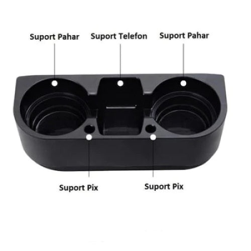 Organizator pentru pahare si telefon, FOXMAG24, negru