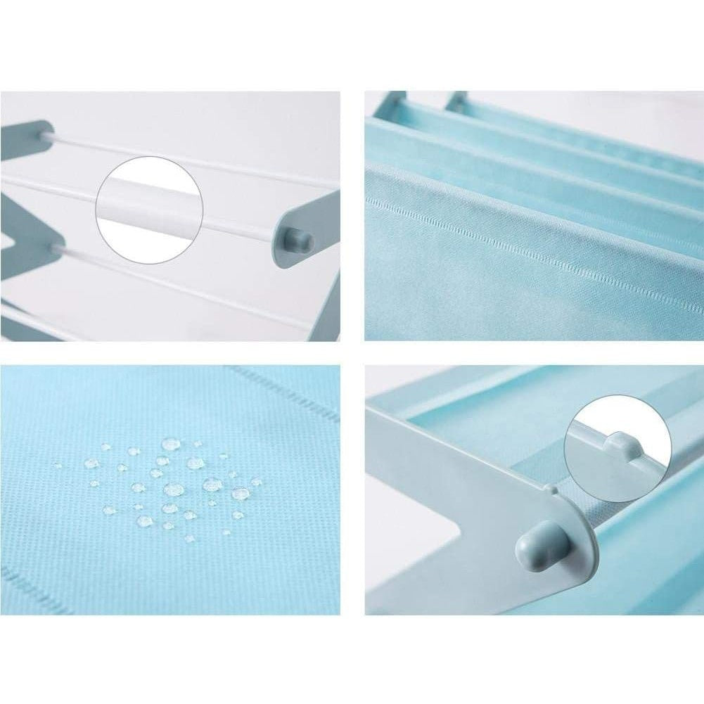 Organizator pentru pantofi, tip raft, in forma de Z, cu 4 rafturi, albastru