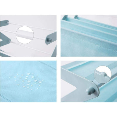Organizator pentru pantofi, tip raft, in forma de Z, cu 4 rafturi, albastru
