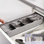 Organizator pentru tacamuri, cu 5 compartimente, dimensiuni 39.8 cm x 11.4 cm x 5.8 cm, nu ocupa mult spatiu, alb