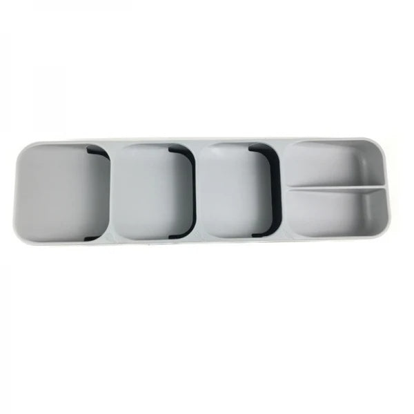 Organizator pentru tacamuri, cu 5 compartimente, dimensiuni 39.8 cm x 11.4 cm x 5.8 cm, nu ocupa mult spatiu, alb