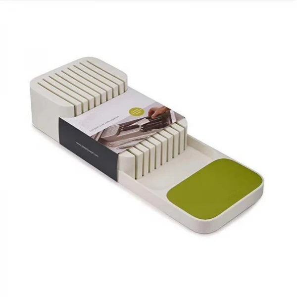 Organizator / suport pentru cutite, cu 2 nivele, pentru 18 cutite, design modern, nu ocupa mult spatiu, gri